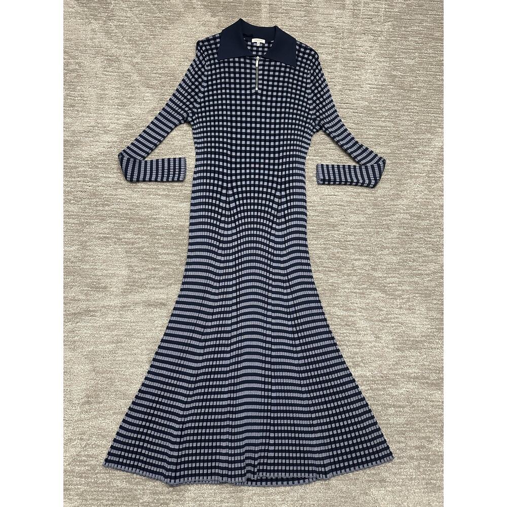 Lafayette 148 New York Dress Womens XL Blue Gingham Responsible Matte Crepe